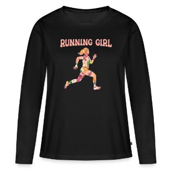 Jogging Running Running Coureurs - T-shirt manches longues Premium bio Femme - noir - Devant - Julia (174cm)