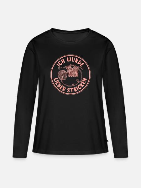 Stricken - Frauen Premium Bio Langarmshirt - Schwarz