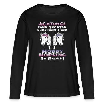 Hobby Horsing Hobby Horse - Frauen Premium Bio Langarmshirt - Schwarz - Vorne - Julia (174cm)