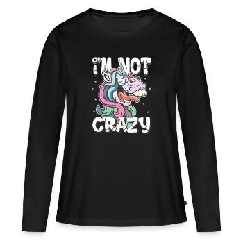 je ne suis pas fou - cadeau de licorne folle - T-shirt manches longues Premium bio Femme - noir - Devant - Julia (174cm)