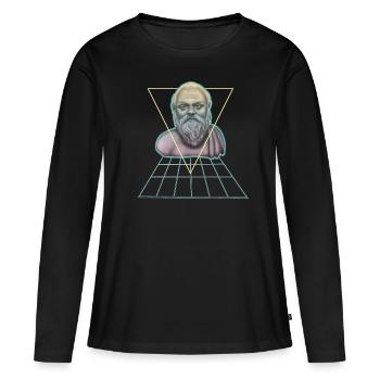 Socrate Philosophe grec moderne - T-shirt manches longues Premium bio Femme - noir - Devant - Julia (174cm)