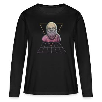 Socrate Philosophe Cadeau d’étudiant - T-shirt manches longues Premium bio Femme - noir - Devant - Julia (174cm)