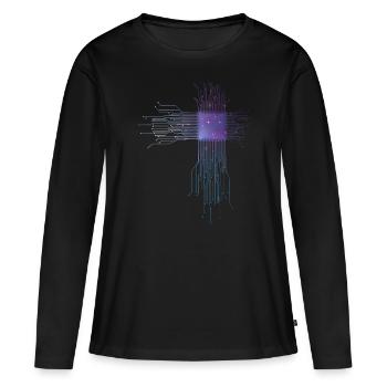 CPU Prozessor Informatiker Elektriker - Frauen Premium Bio Langarmshirt - Schwarz - Vorne - Julia (174cm)