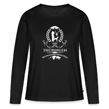 Le cœur vert de Thuringe-Allemagne - T-shirt manches longues Premium bio Femme - noir - Devant - Julia (174cm)