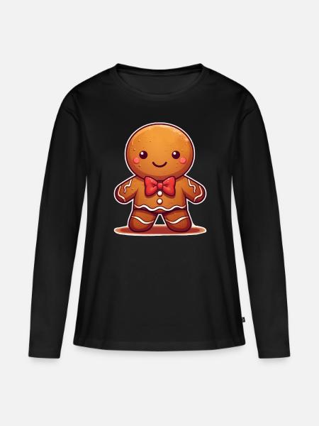 Lebkuchen - Frauen Premium Bio Langarmshirt - Schwarz