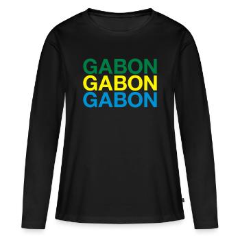 Drapeau GABON - T-shirt manches longues Premium bio Femme - noir - Devant - Julia (174cm)