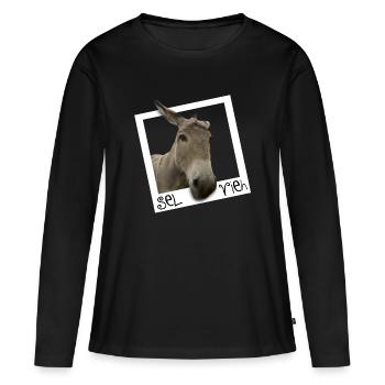 Selfie - Sel Vieh - Frauen Premium Bio Langarmshirt - Schwarz - Vorne - Julia (174cm)