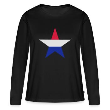 Une étoile néerlandais - T-shirt manches longues Premium bio Femme - noir - Devant - Julia (174cm)