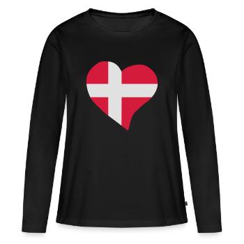 Danish Herz - Frauen Premium Bio Langarmshirt - Schwarz - Vorne - Julia (174cm)