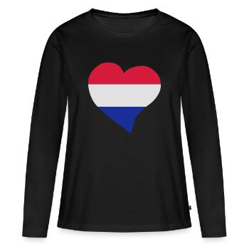 Un coeur néerlandais - T-shirt manches longues Premium bio Femme - noir - Devant - Julia (174cm)