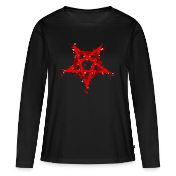 Blutiges Pentagramm Okkultes Symbol - Frauen Premium Bio Langarmshirt - Schwarz - Vorne - Julia (174cm)