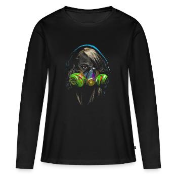 graffiti - T-shirt manches longues Premium bio Femme - noir - Devant - Julia (174cm)