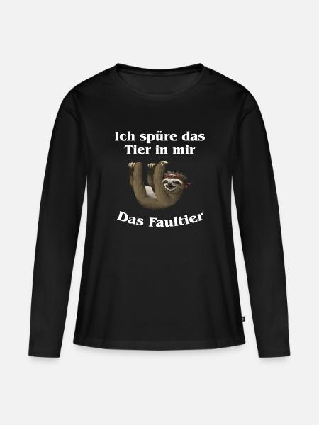 Faultier 1 - Frauen Premium Bio Langarmshirt - Schwarz