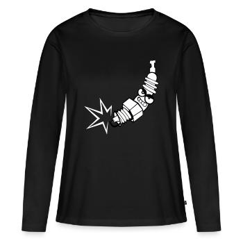 Bandes bougie d'allumage avec le visage - T-shirt manches longues Premium bio Femme - noir - Devant - Julia (174cm)