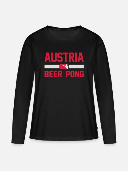 Austria Beer Pong - Frauen Premium Bio Langarmshirt - Schwarz