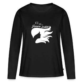 Ich habe die Haare schön - Haarmähne - Frauen Premium Bio Langarmshirt - Schwarz - Vorne - Julia (174cm)