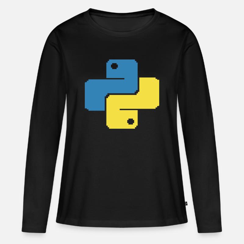 Python Pixelart - Frauen Premium Bio Langarmshirt - Schwarz