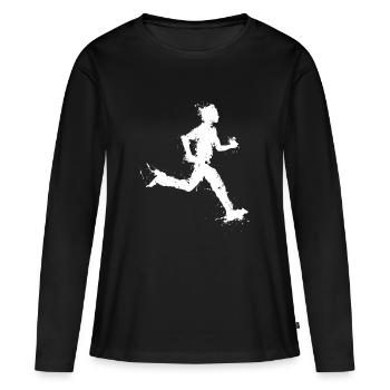 Running man - course à pied marathon - T-shirt manches longues Premium bio Femme - noir - Devant - Julia (174cm)
