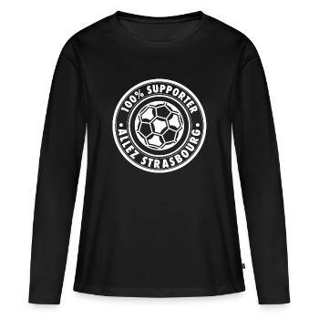 100 pour cent SUPPORTER STRASBOURG - T-shirt manches longues Premium bio Femme - noir - Devant - Julia (174cm)