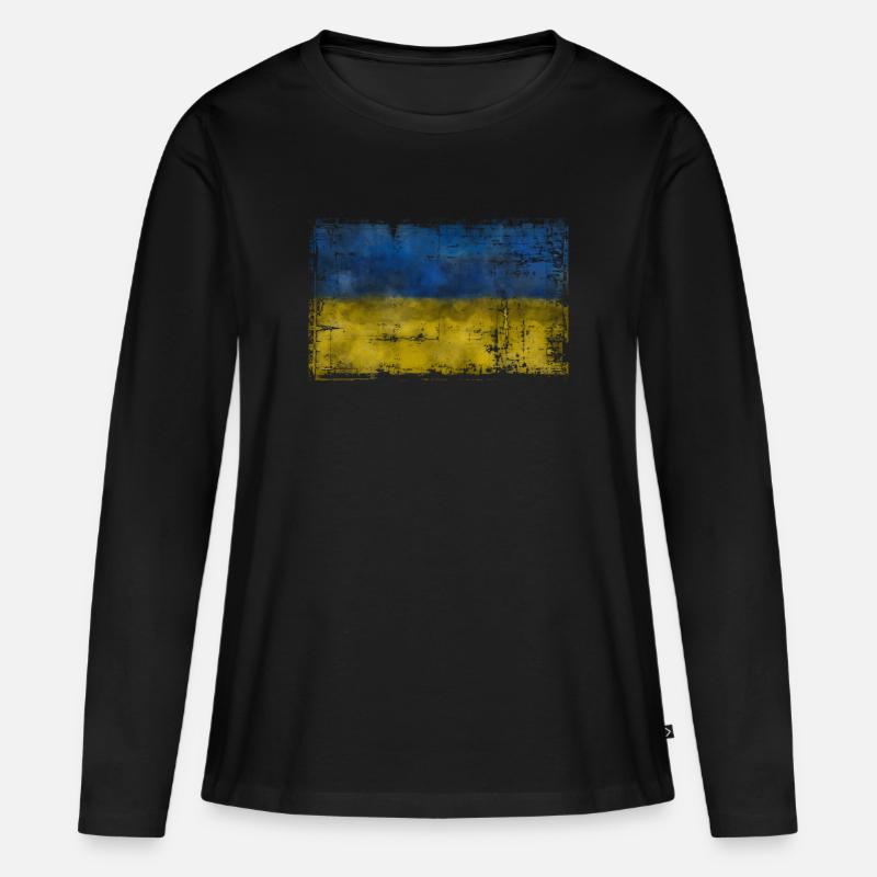Ukraine - Frauen Premium Bio Langarmshirt - Schwarz