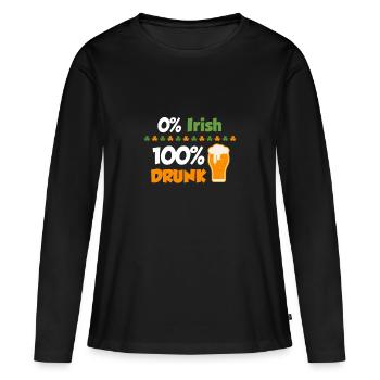 0% irlandais - bu 100%; Saint-Patrick - T-shirt manches longues Premium bio Femme - noir - Devant - Julia (174cm)
