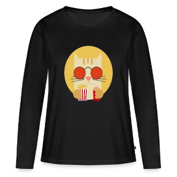 Popcorn Grignots Kino Canapé Fast Food Chips - T-shirt manches longues Premium bio Femme - noir - Devant - Julia (174cm)