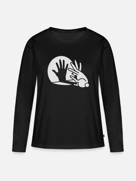 Chinesische Schatten, Hand, Kaninchen, - Frauen Premium Bio Langarmshirt - Schwarz