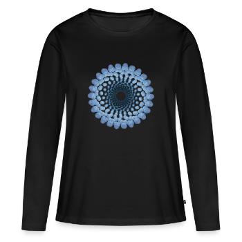 atom - cellular seven - Frauen Premium Bio Langarmshirt - Schwarz - Vorne - Julia (174cm)