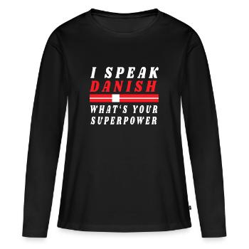 I speak Danish Daenemark Patriot Flagge Geschenk - Frauen Premium Bio Langarmshirt - Schwarz - Vorne - Julia (174cm)