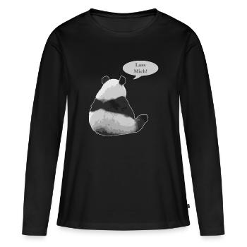Lass Mich Panda Süß Lustig Damen Shirt - Frauen Premium Bio Langarmshirt - Schwarz - Vorne - Julia (174cm)