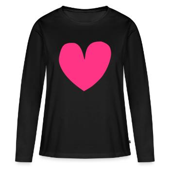 Heart - Frauen Premium Bio Langarmshirt - Schwarz - Vorne - Julia (174cm)