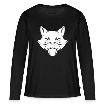 Chat chaton miaou chat domestique oeil de chat - T-shirt manches longues Premium bio Femme - noir - Devant - Julia (174cm)