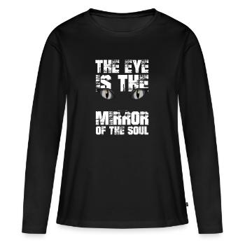 Chat chaton miaou chat domestique oeil de chat - T-shirt manches longues Premium bio Femme - noir - Devant - Julia (174cm)