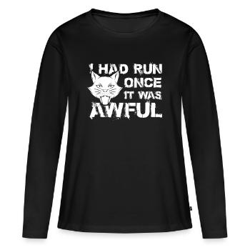 Chat chaton miaou chat domestique oeil de chat - T-shirt manches longues Premium bio Femme - noir - Devant - Julia (174cm)