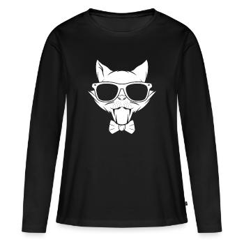 Chat chaton miaou chat domestique oeil de chat - T-shirt manches longues Premium bio Femme - noir - Devant - Julia (174cm)