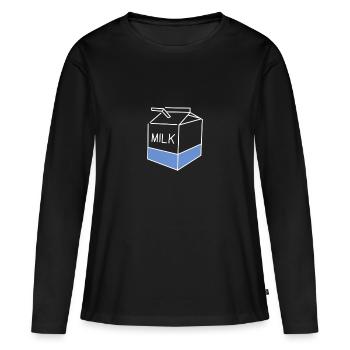 Lait - T-shirt manches longues Premium bio Femme - noir - Devant - Julia (174cm)