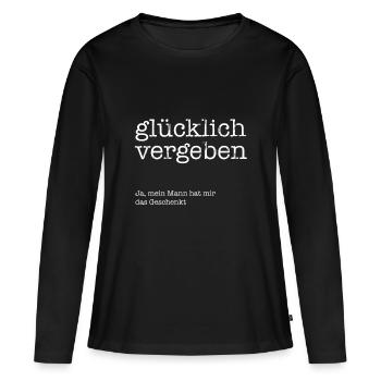 Chanceux pardonne! - T-shirt manches longues Premium bio Femme - noir - Devant - Julia (174cm)