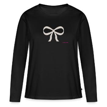Noeud Dentelle Blanche Romantique - T-shirt manches longues Premium bio Femme - noir - Devant - Julia (174cm)