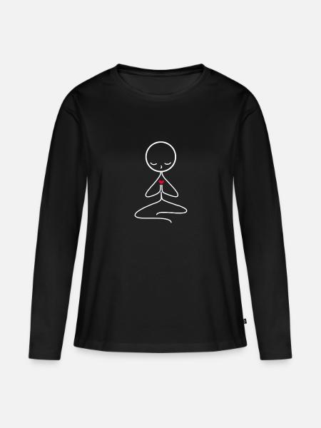 Meditation - Frauen Premium Bio Langarmshirt - Schwarz
