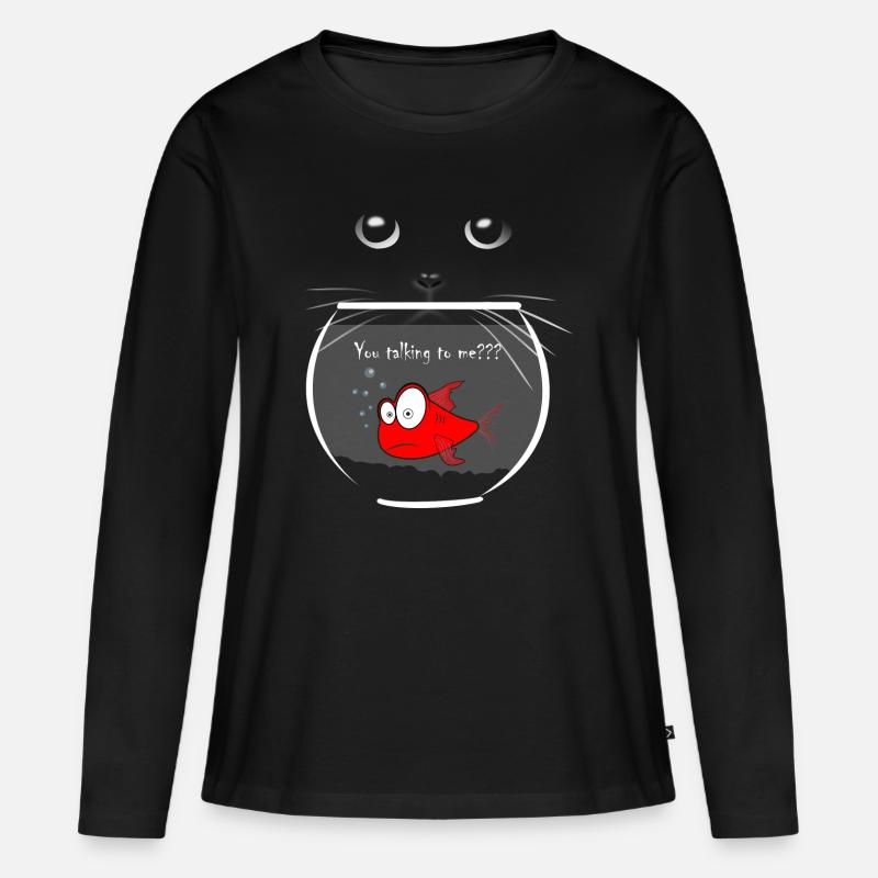 Goldfisch - Frauen Premium Bio Langarmshirt - Schwarz