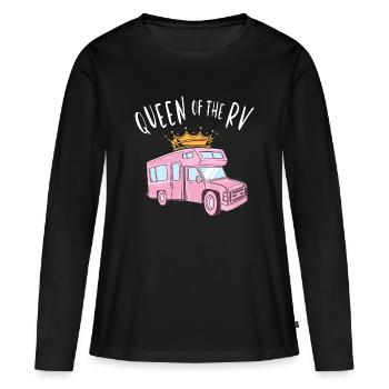 Reine du VR - Reine du campeur - T-shirt manches longues Premium bio Femme - noir - Devant - Julia (174cm)