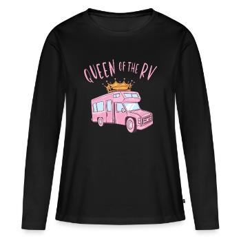 Reine du campeur - T-shirt manches longues Premium bio Femme - noir - Devant - Julia (174cm)