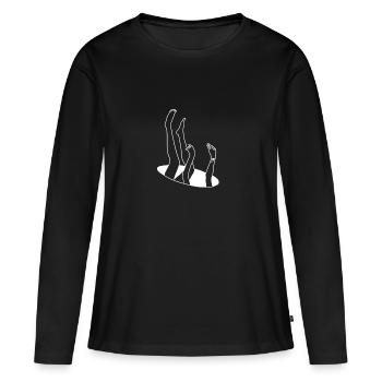 Piège à trous Illusion d'optique - T-shirt manches longues Premium bio Femme - noir - Devant - Julia (174cm)