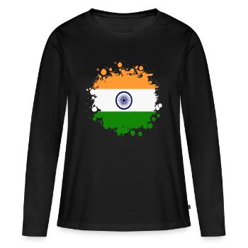 Inde tache tache / cadeau de drapeau Asie - T-shirt manches longues Premium bio Femme - noir - Devant - Julia (174cm)