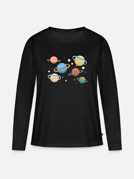 Saturn Planeten - Frauen Premium Bio Langarmshirt - Schwarz