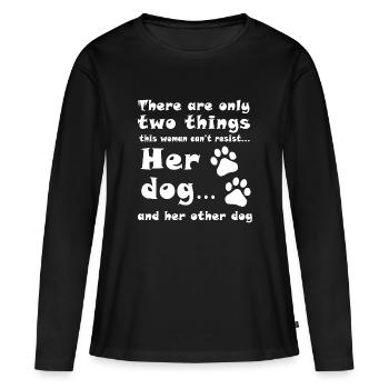 Chemise Amante Chien - T-shirt manches longues Premium bio Femme - noir - Devant - Julia (174cm)