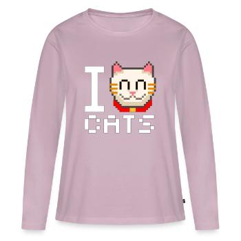 I Love Cats - Frauen Premium Bio Langarmshirt - Altrosa - Vorne - Julia (174cm)