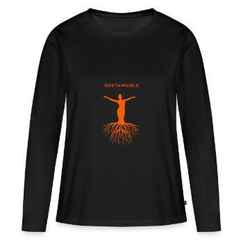 Durabilité durable de la chemise - T-shirt manches longues Premium bio Femme - noir - Devant - Julia (174cm)
