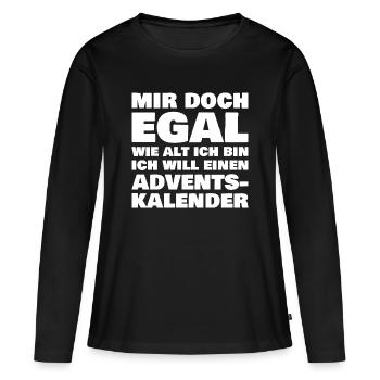 Je veux un calendrier de l’Avent - T-shirt manches longues Premium bio Femme - noir - Devant - Julia (174cm)