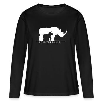Speichern Sie das Nashorn-T-Shirt - Frauen Premium Bio Langarmshirt - Schwarz - Vorne - Julia (174cm)